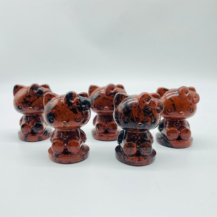 Hello Kitty Carving Red Obsidian Wholesale