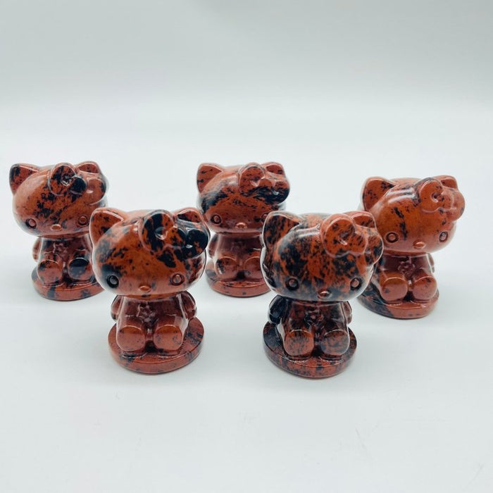 Hello Kitty Carving Red Obsidian Wholesale