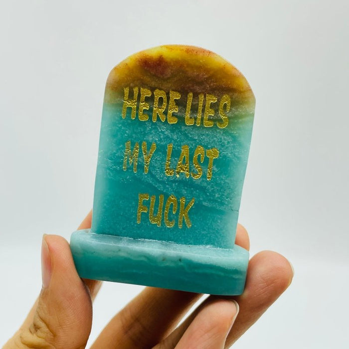 (Here Lies My Last Fuck Tomb Stone Funny)Caribbean Calcite Shape Carving Wholesale