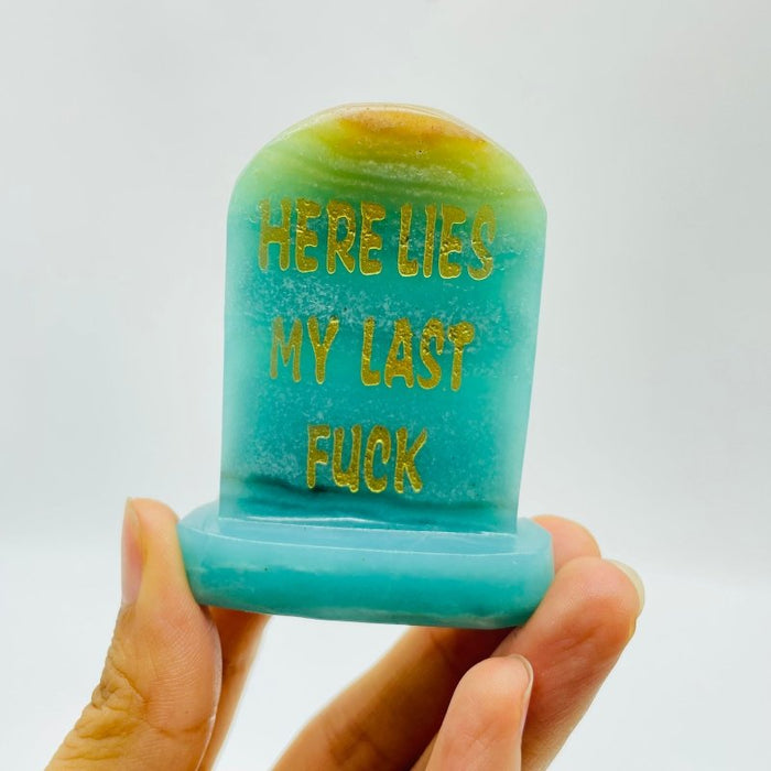 (Here Lies My Last Fuck Tomb Stone Funny)Caribbean Calcite Shape Carving Wholesale