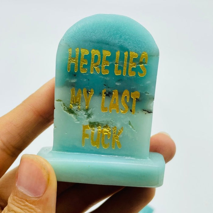 (Here Lies My Last Fuck Tomb Stone Funny)Caribbean Calcite Shape Carving Wholesale