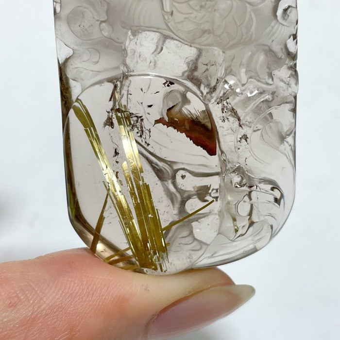 High Grade Chinese Dragon Rutile Pendant Carving