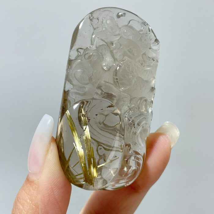 High Grade Chinese Dragon Rutile Pendant Carving