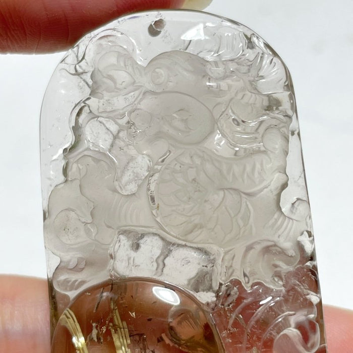 High Grade Chinese Dragon Rutile Pendant Carving