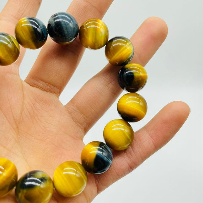 High Grade Gold Blue Tiger Eye Flash Bracelet (HGUB02)