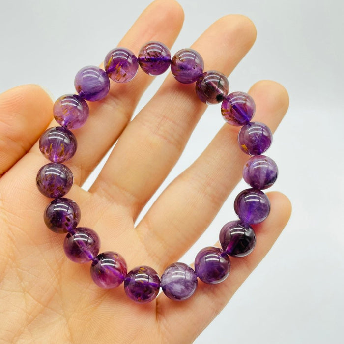 High Grade Natural Clear Amethyst Cacoxenite Super7 Bracelet (HGUB09)