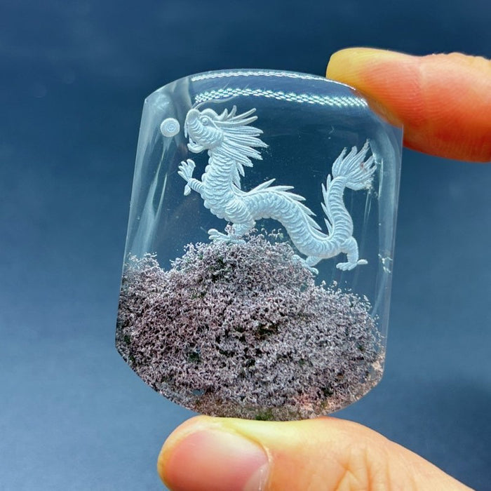 High Grade Super Clear Chinese Dragon Garden Quartz Inner Scene Carving(HGUD01)