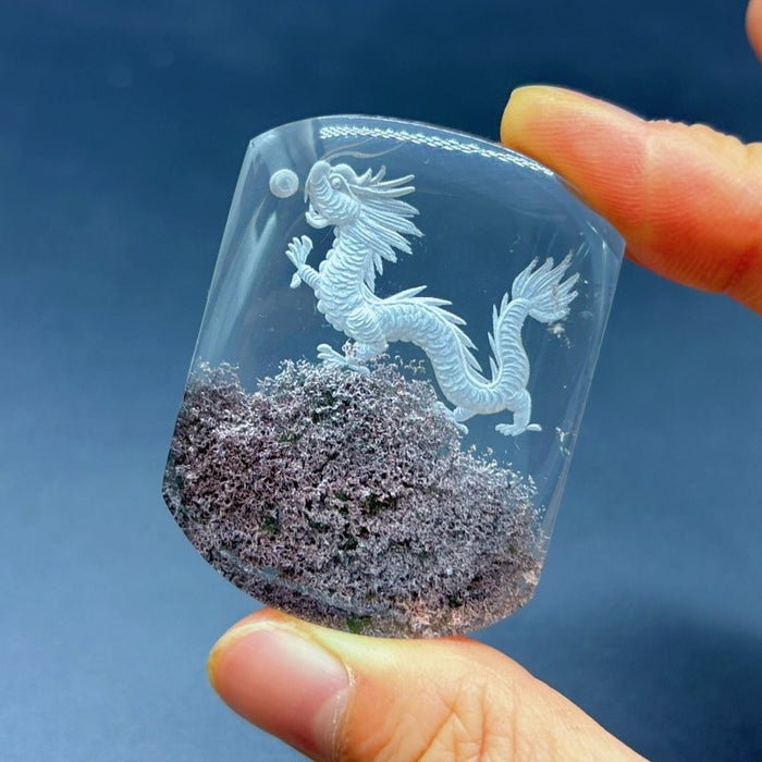 High Grade Super Clear Chinese Dragon Garden Quartz Inner Scene Carving(HGUD01)