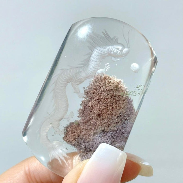 High Grade Super Clear Chinese Dragon Garden Quartz Inner Scene Carving(HGUD02)