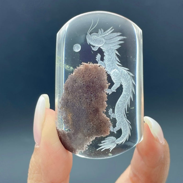 High Grade Super Clear Chinese Dragon Garden Quartz Inner Scene Carving(HGUD02)