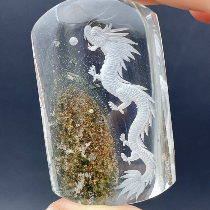 High Grade Super Clear Chinese Dragon Garden Quartz Inner Scene Carving(HGUD03)