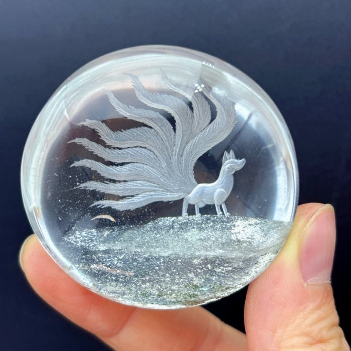 High Grade Super Clear Nine-tailed Fox Garden Quartz Inner Scene Carving(HGUD04)