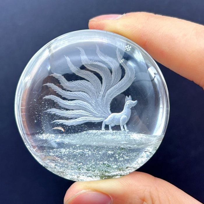 High Grade Super Clear Nine-tailed Fox Garden Quartz Inner Scene Carving(HGUD04)