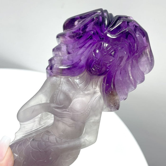 High Quality Amethyst Mermaid Carving