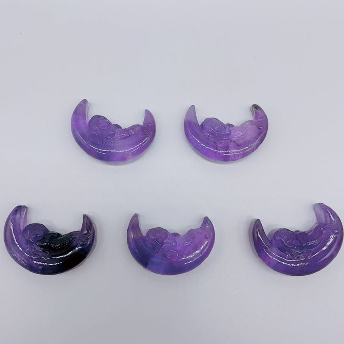 High Quality Amethyst Mermaid On The Moon Carving Wholesale