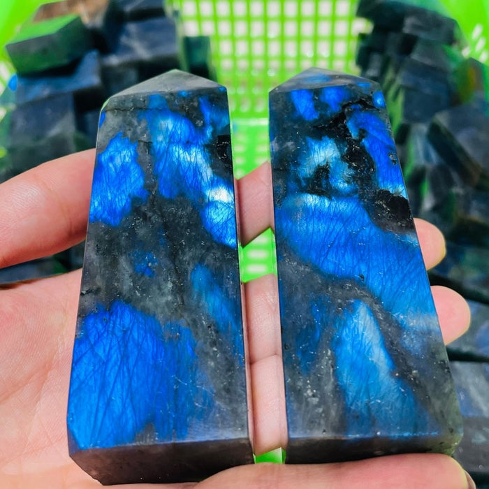 High Quality Blue Labradorite Four-Sided Tower Point Wholesale