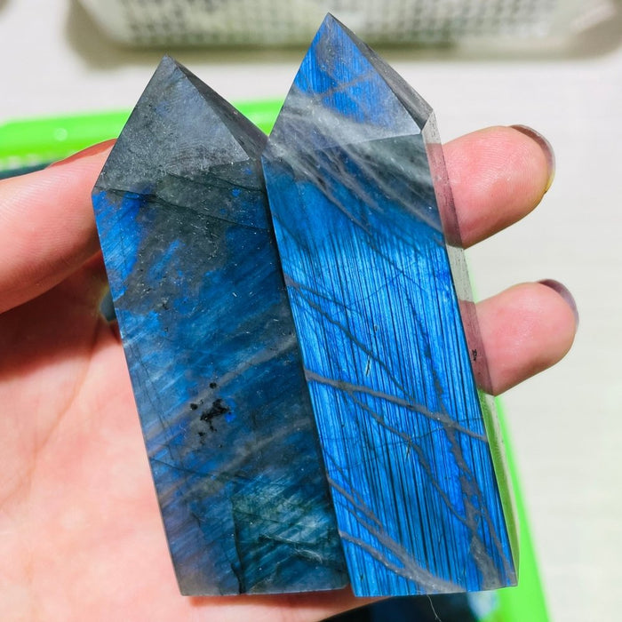 High Quality Blue Labradorite Four-Sided Tower Point Wholesale