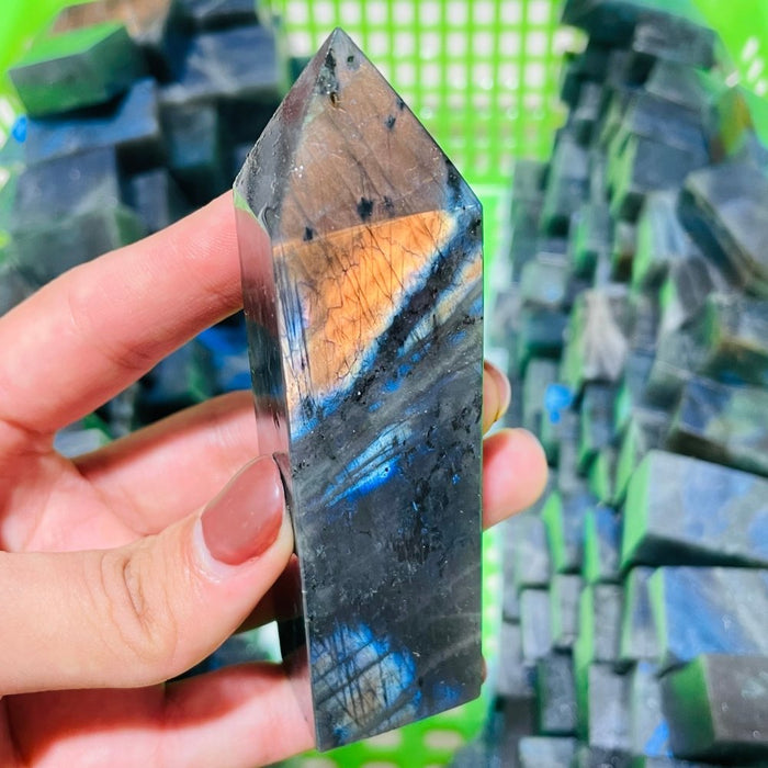 High Quality Blue Labradorite Four-Sided Tower Point Wholesale