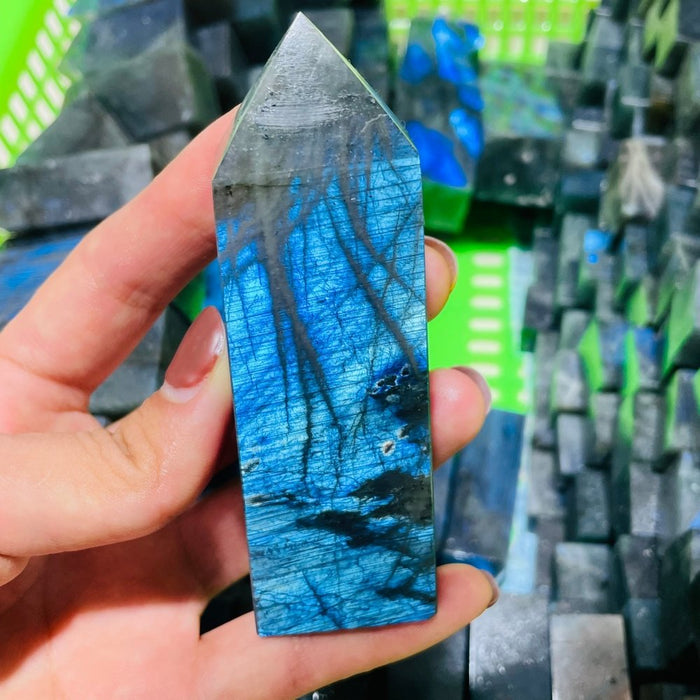 High Quality Blue Labradorite Four-Sided Tower Point Wholesale