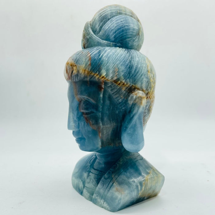 High Quality Blue Onyx Guanyin Head Carving