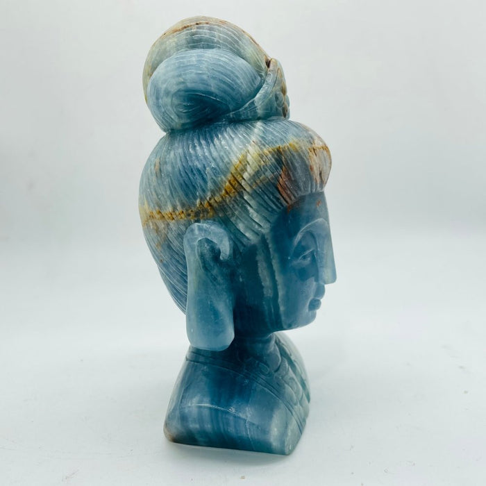High Quality Blue Onyx Guanyin Head Carving