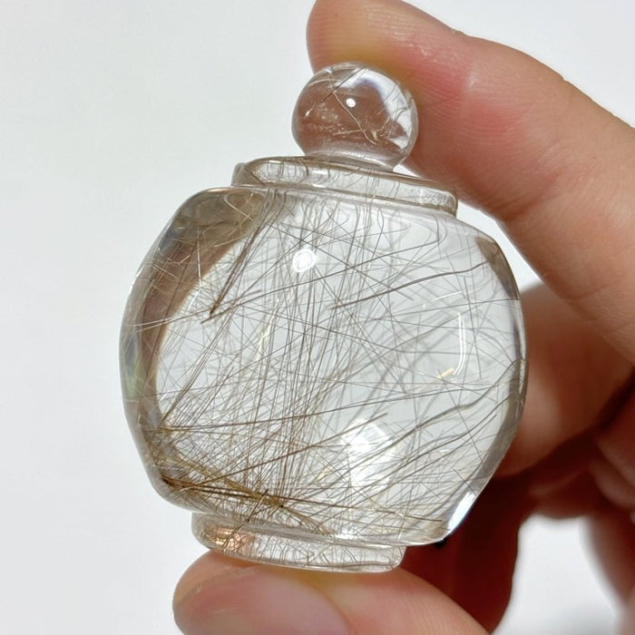 High Quality Bottle Shape Clear Golden Rutile Quartz