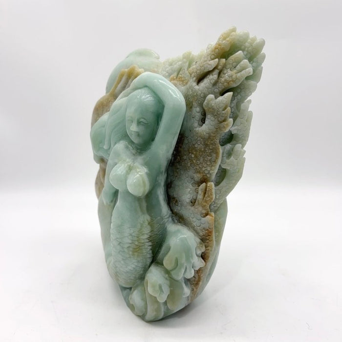 High Quality Caribbean Calcite Mermaid Dolphin Fish Carving Collection
