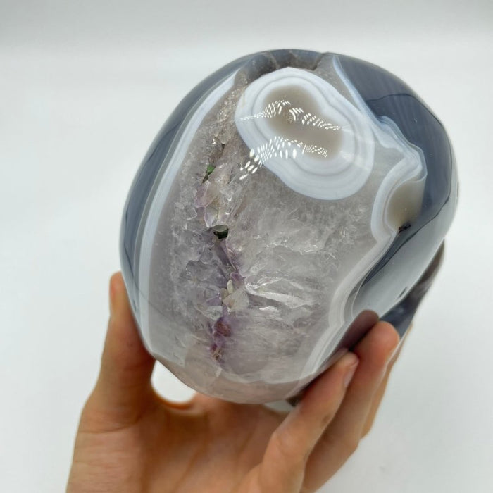 High Quality Geode Druzy Agate Large Skull