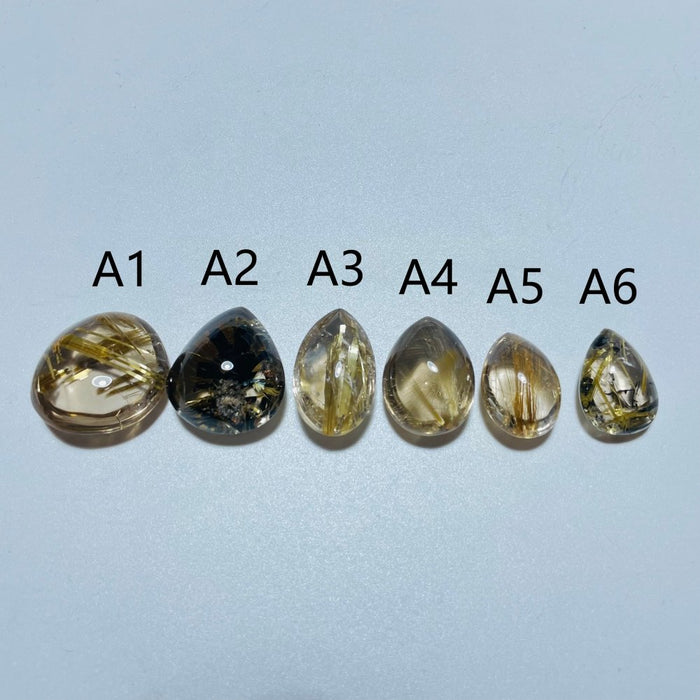 High Quality Gold Rutilated Quartz Teardrop Shape For Jewelry Making DIY Pendant