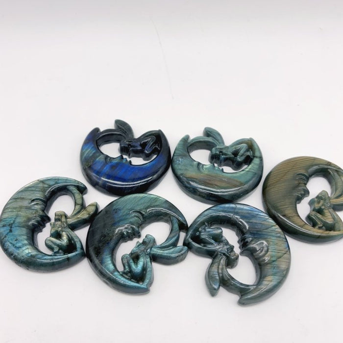 High Quality Labradorite Moon Fairy Carystal Carving Wholesale