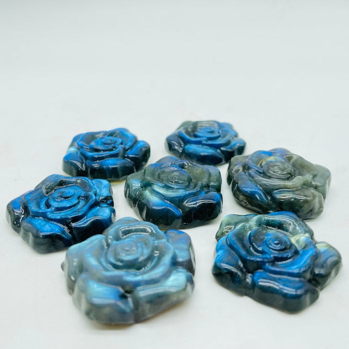 High Quality Labradorite Stone Flower Carving Wholesale