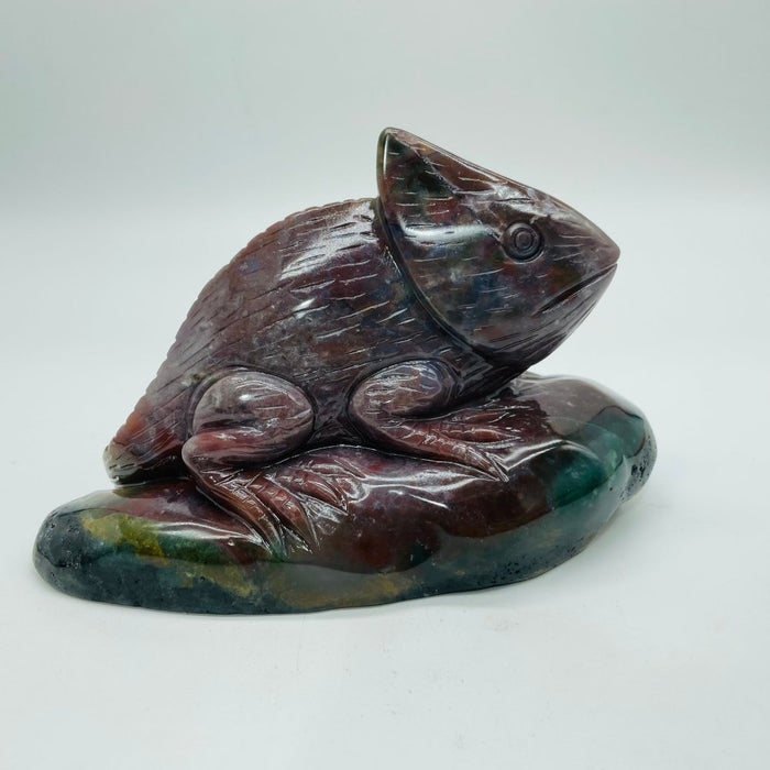High Quality Ocean Jasper Chameleon Lizard Carving
