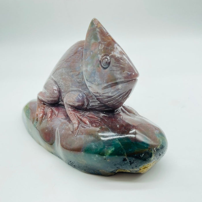 High Quality Ocean Jasper Chameleon Lizard Carving