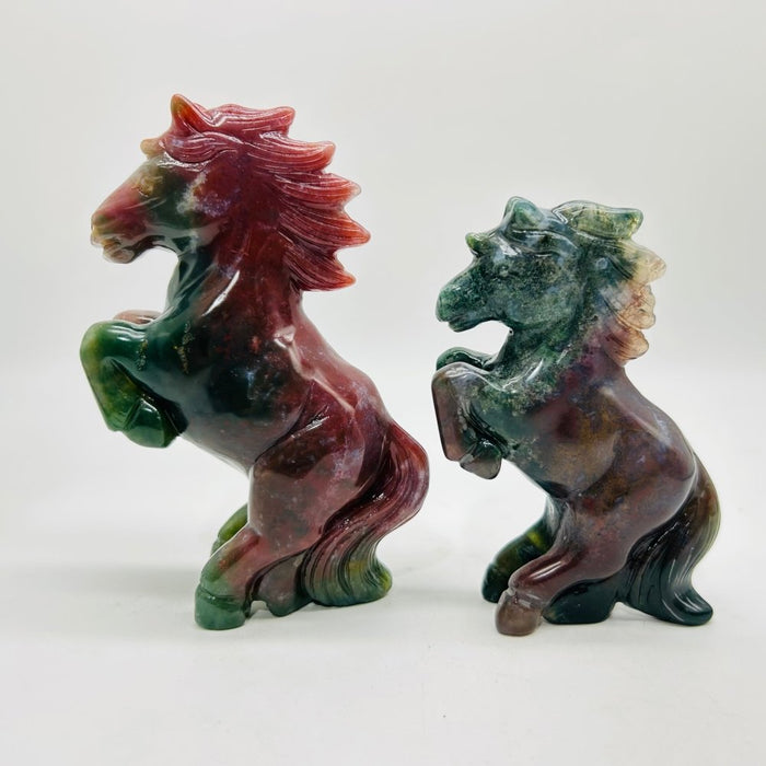 High Quality Ocean Jasper Stand Horse Carving