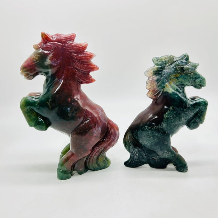 High Quality Ocean Jasper Stand Horse Carving