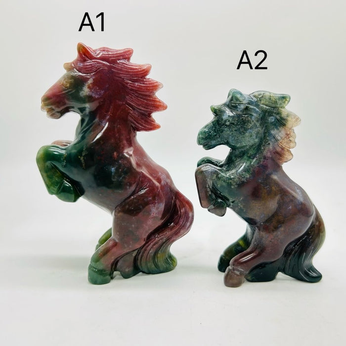 High Quality Ocean Jasper Stand Horse Carving