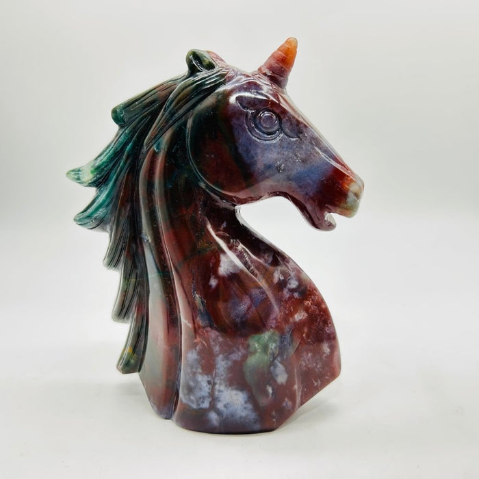 High Quality Ocean Jasper Unicorn Carving