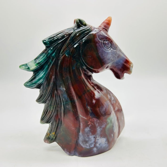 High Quality Ocean Jasper Unicorn Carving