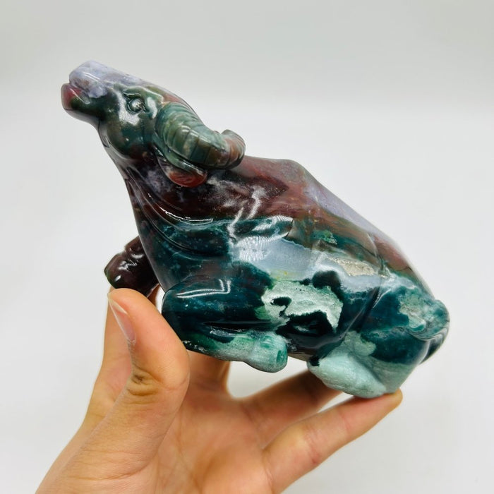 High Quality Ocean Jasper Water Buffalo Carving