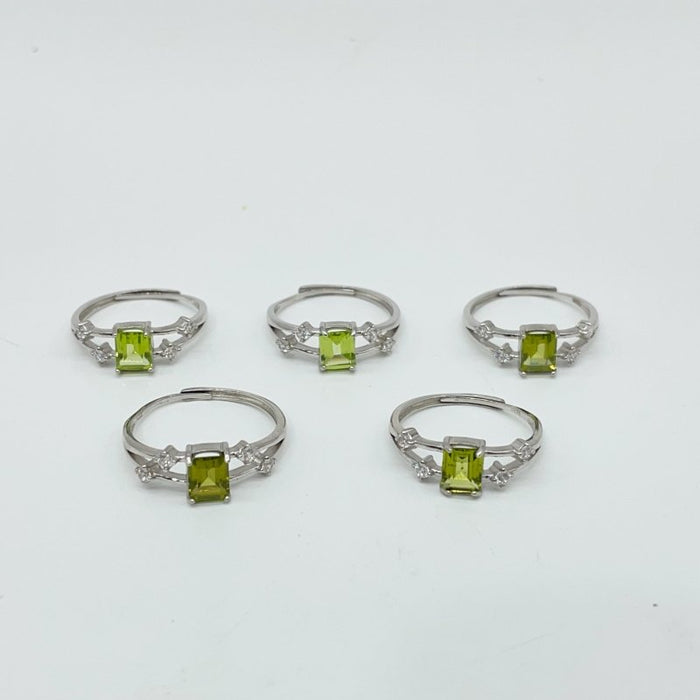 High Quality Peridot S925 Sterling Silver Cut Faceted Ring Wholesale
