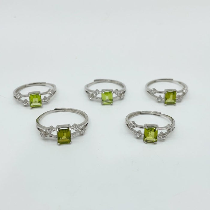 High Quality Peridot S925 Sterling Silver Cut Faceted Ring Wholesale