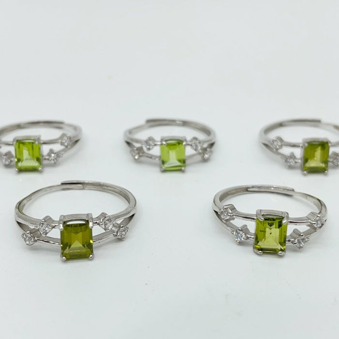 High Quality Peridot S925 Sterling Silver Cut Faceted Ring Wholesale