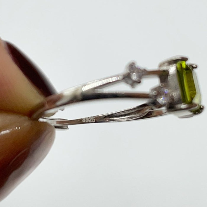 High Quality Peridot S925 Sterling Silver Cut Faceted Ring Wholesale