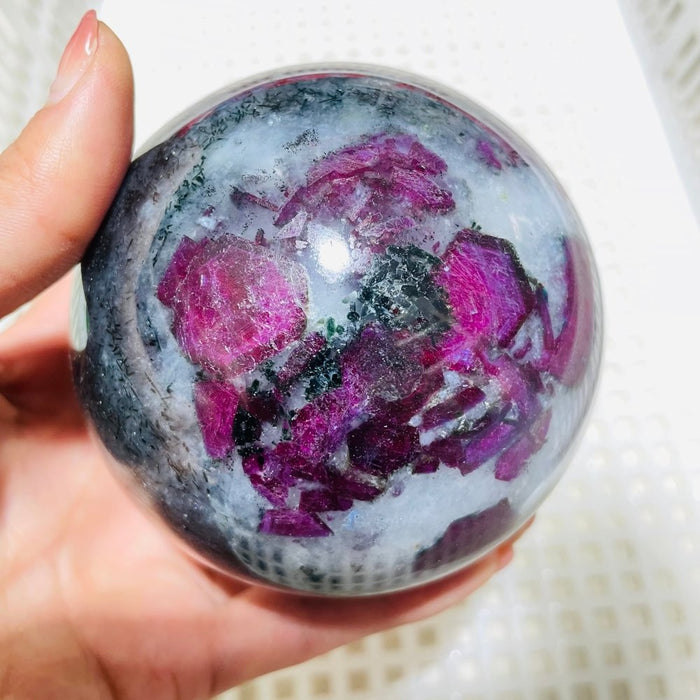 High Quality Ruby Zoisite Sphere Mixed Moonstone