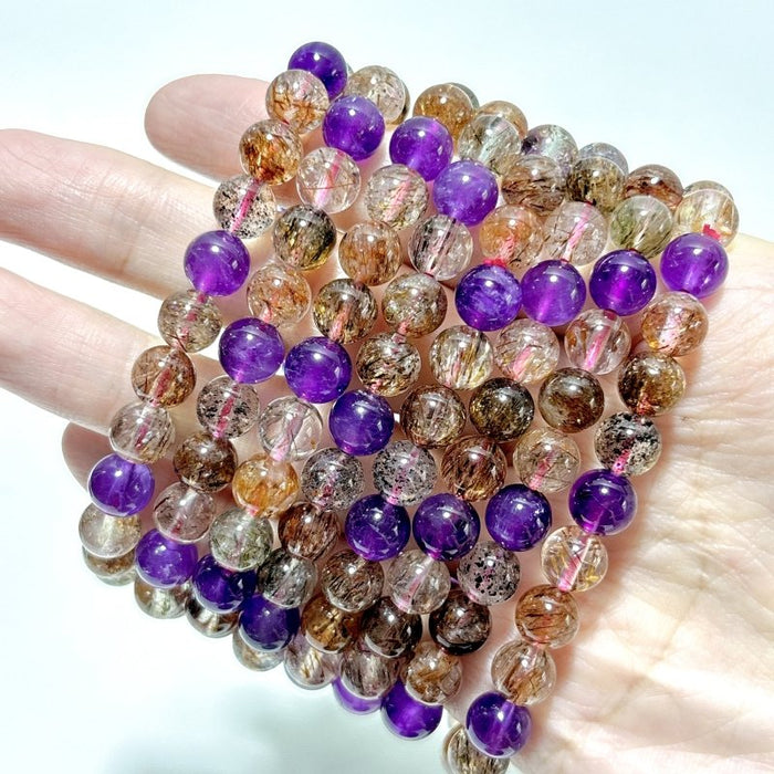 High Quality Rutile Mixed Amethyst Mixed Black Mica Bracelet Wholesale