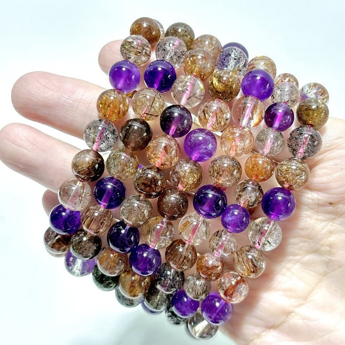 High Quality Rutile Mixed Amethyst Mixed Black Mica Bracelet Wholesale