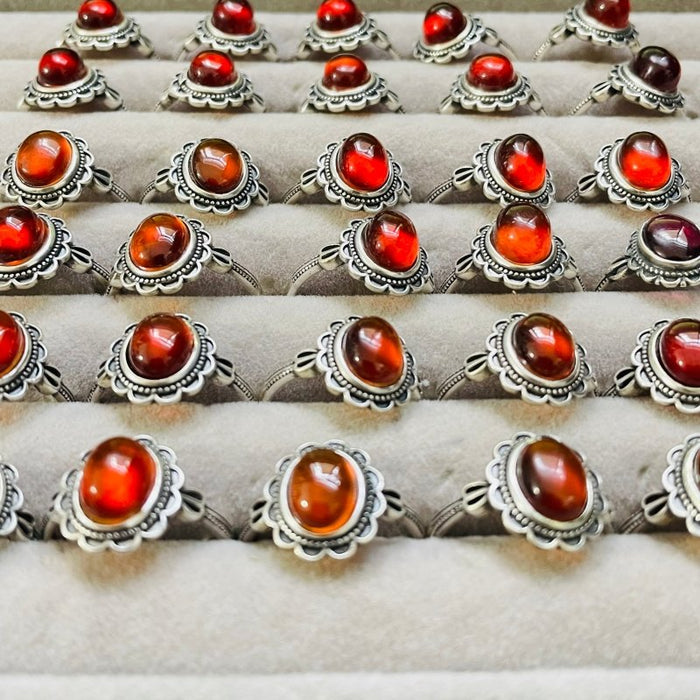 High Quality S925 Orange Garnet Ring Wholesale