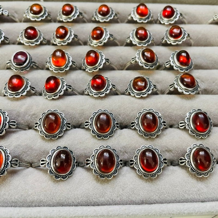 High Quality S925 Orange Garnet Ring Wholesale