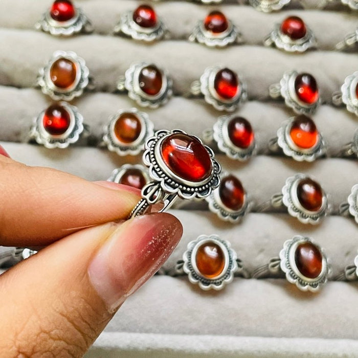 High Quality S925 Orange Garnet Ring Wholesale