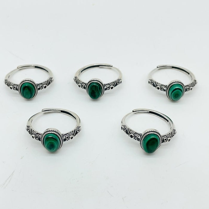 High Quality S925 Sterling Silver Malachite Ring Wholesale